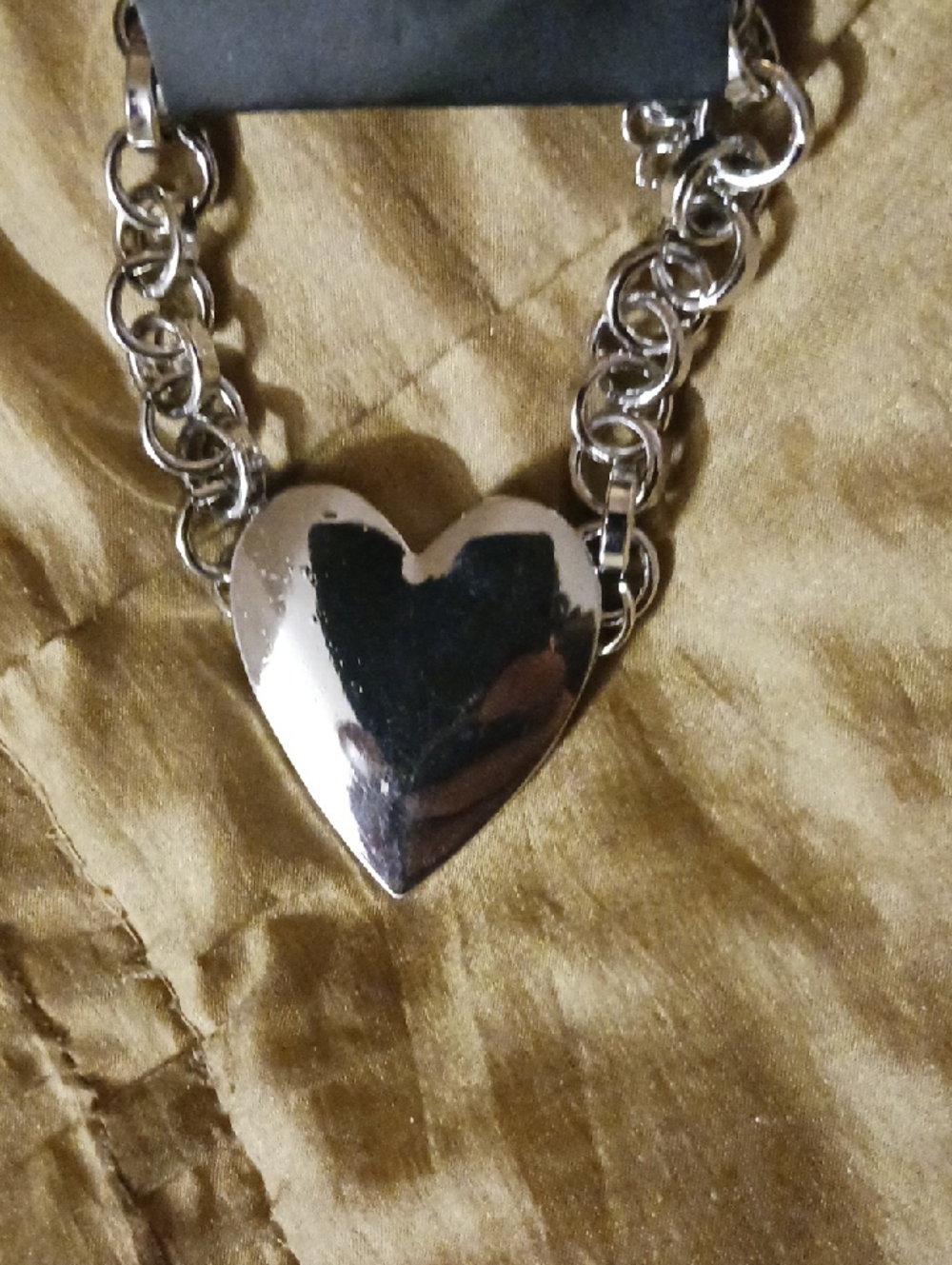 Silver Heart Pendant Chunky Chain Necklace - Women Jewelry